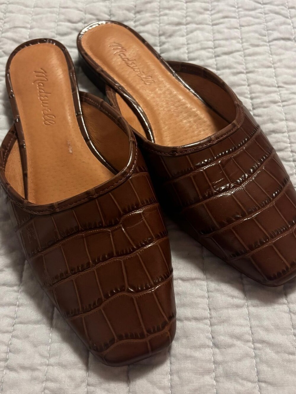 Madewell Adelia Women's Coc-Embossed Leather Comfy Style Popular Brown Mules S 7